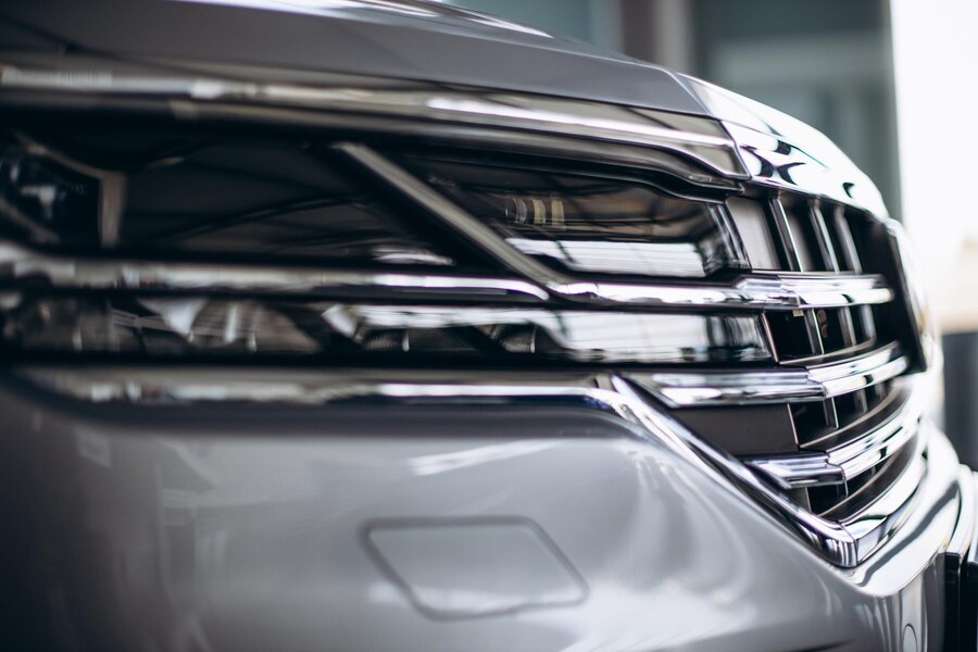 tinted headlight cover of a new car